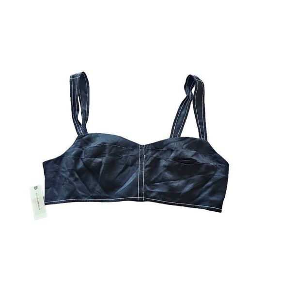 Anthropologie womens Sz L black crop top new - Picture 3 of 8